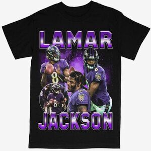 Lamar Jackson Baltimore Ravens NFL Player Football Team Graphic Fan T-Shirt 79
